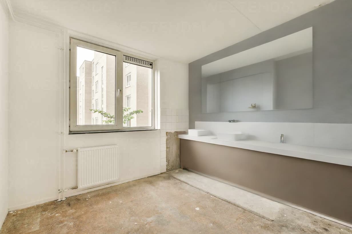 After: Virtually staged bathroom with new tiles